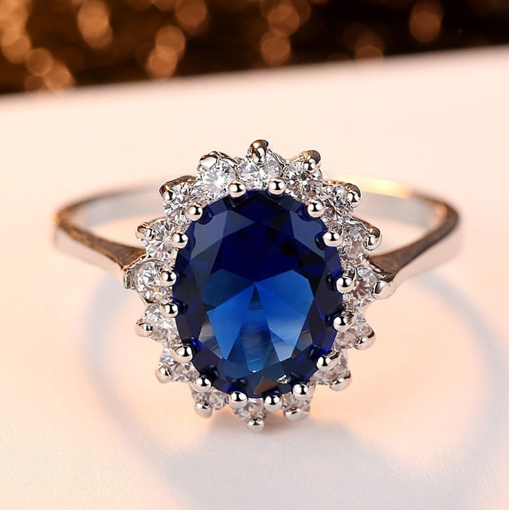 Womens Princess Ring With Sparkling Cubic Zirconia Geometric Design White Gold Plated Copper Ring Jewelry Glow