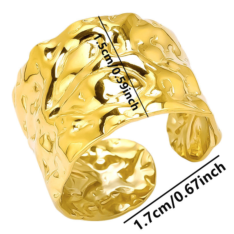 Unisex Polished 304 Stainless Steel Geometric Ring Irregular Design Durable Everyday Wear Casual Everyday Ring