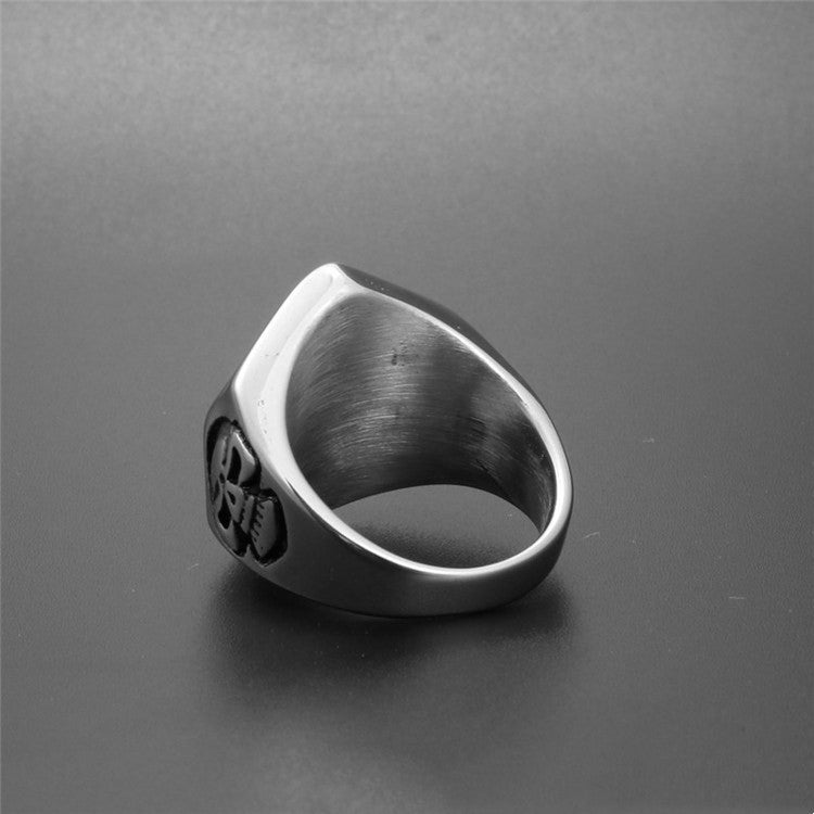 Mens Titanium Steel Ring Retro Ghost Head Biker Ring Gothic Punk Rock Jewelry Band Silver US Size Stylish Accessory