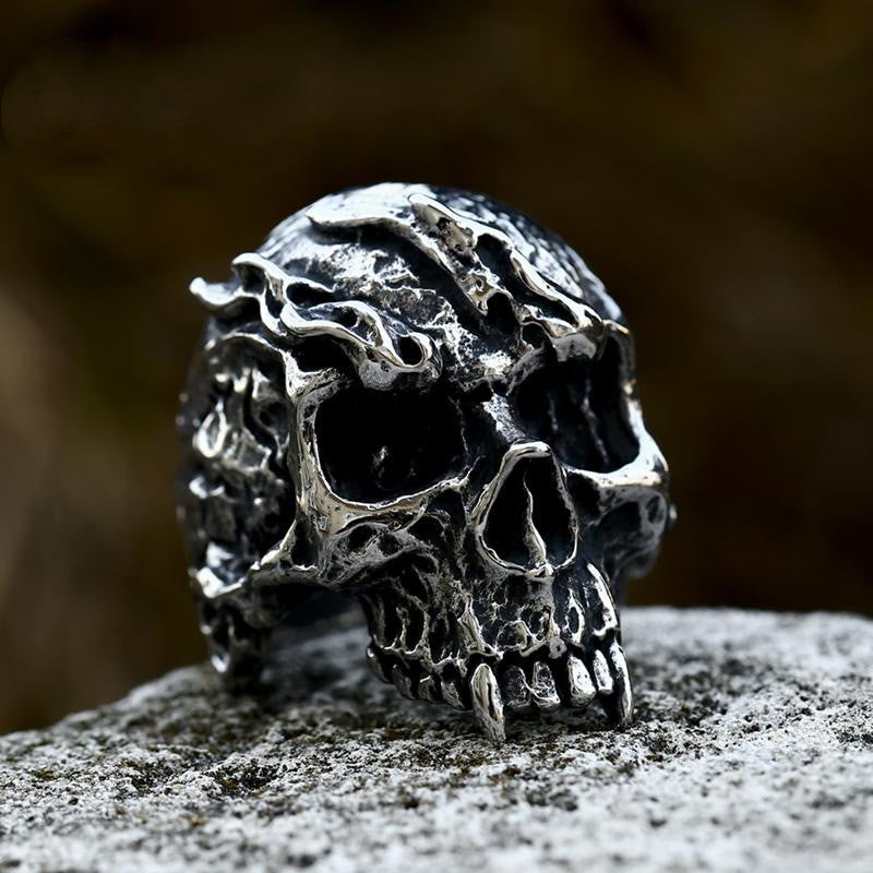Titanium Steel Skull Ring For Men Women Retro Gothic Biker Fashion Accessory Skull Design Ring For Everyday Wear