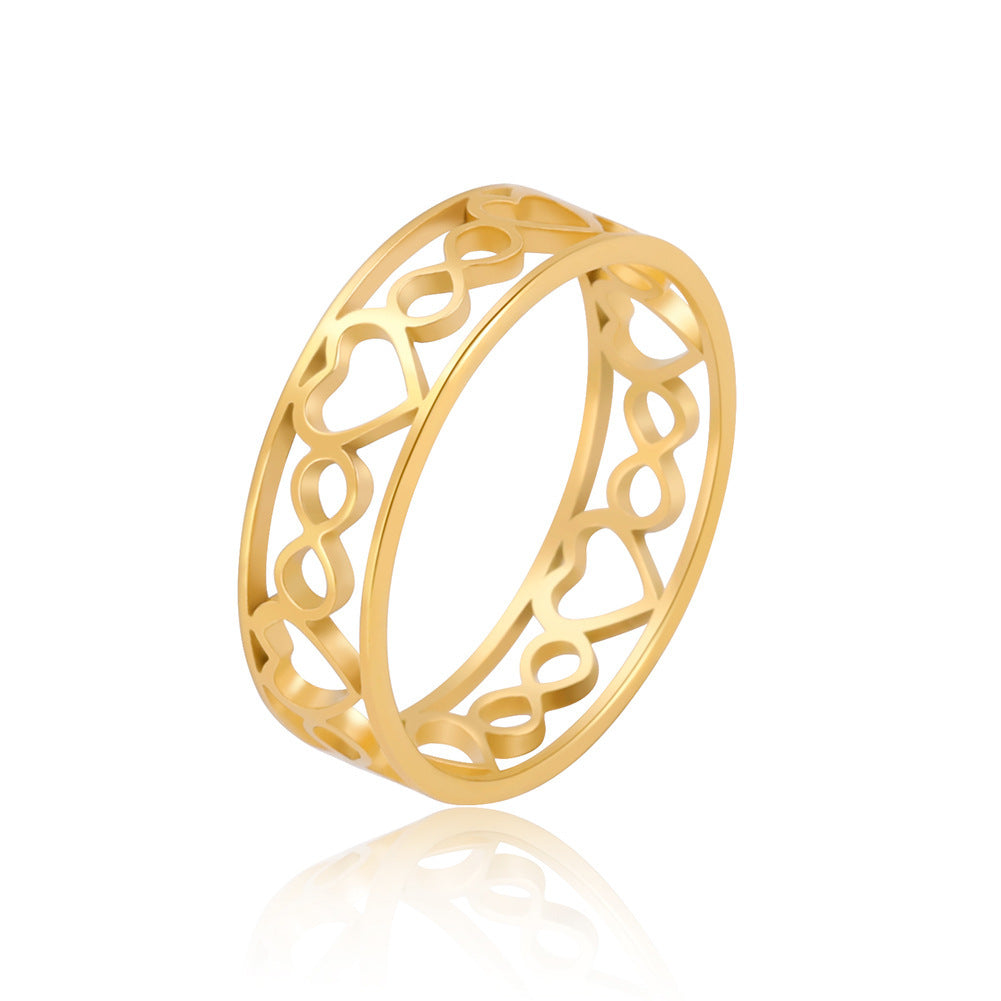 Heart Ring Stainless Steel Electroplated Hollow Band For Women Gift For Her Everyday Fashion Jewelry Chic Glow