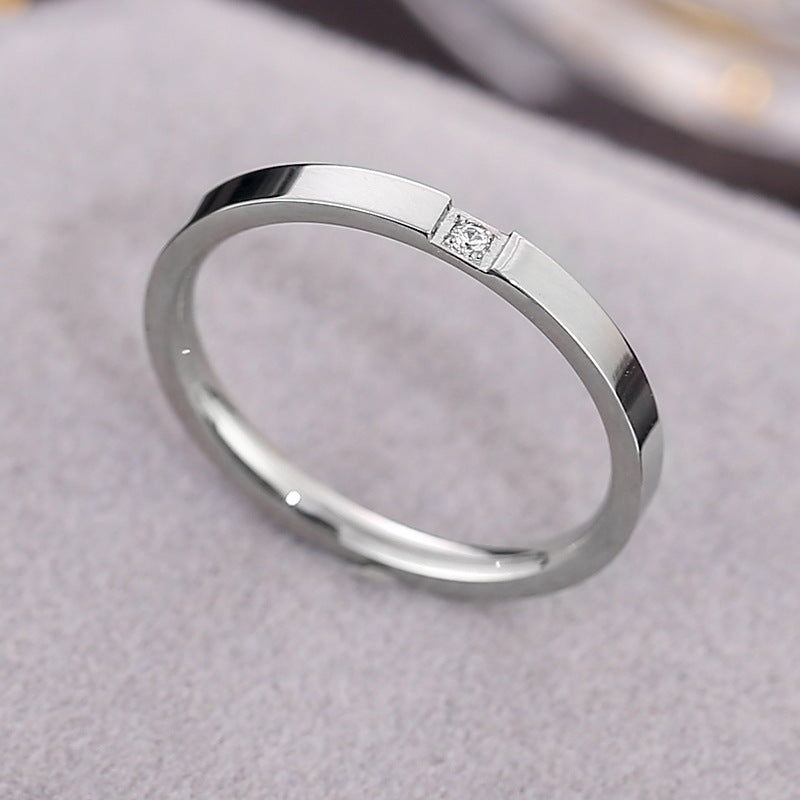 Womens Titanium Steel Couple Rings Anti Fading Electroplated Round Rings Silver Rose Gold Geometry Rings Series