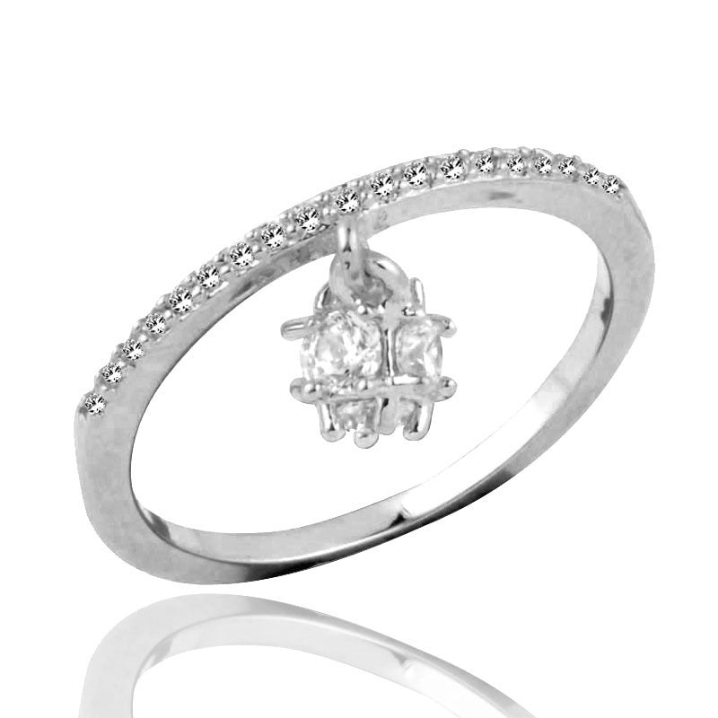 Womens Ring With Zircon Cube Crystal Ball Pendant Electroplated Alloy Fashion Trendy Elegant Design Gift For Her