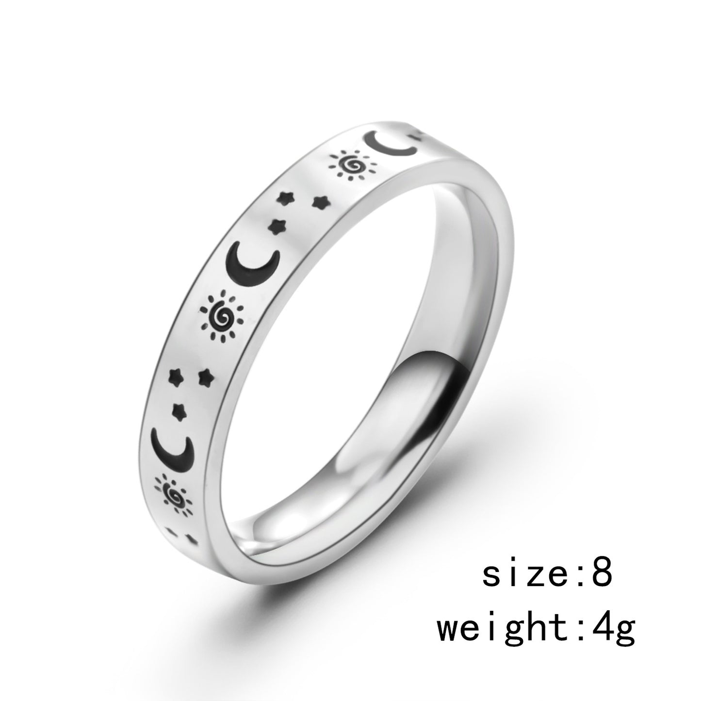 Moon Ring For Women Stainless Steel Fashion Ring European American Design Jewelry Fashion Jewelry For Everyday