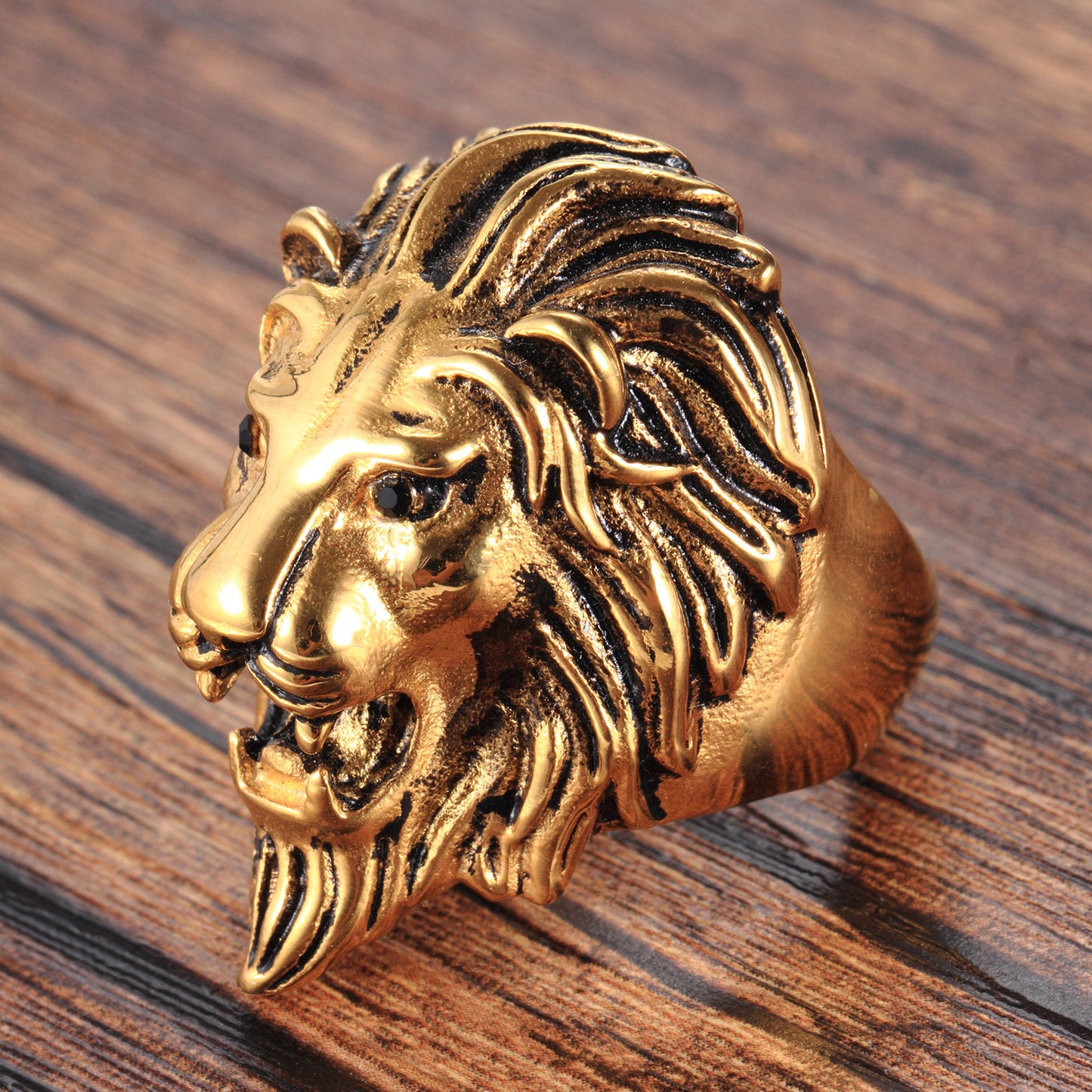 Domineering Titanium Steel Lion Head Ring