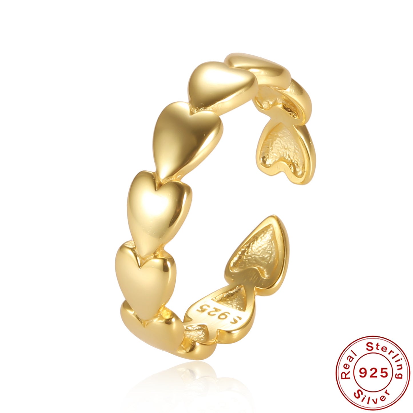 Heart Ring 925 Sterling Silver Adjustable Geometric Fashion Jewelry For Her Birthday Gift Women Elegant Accessory
