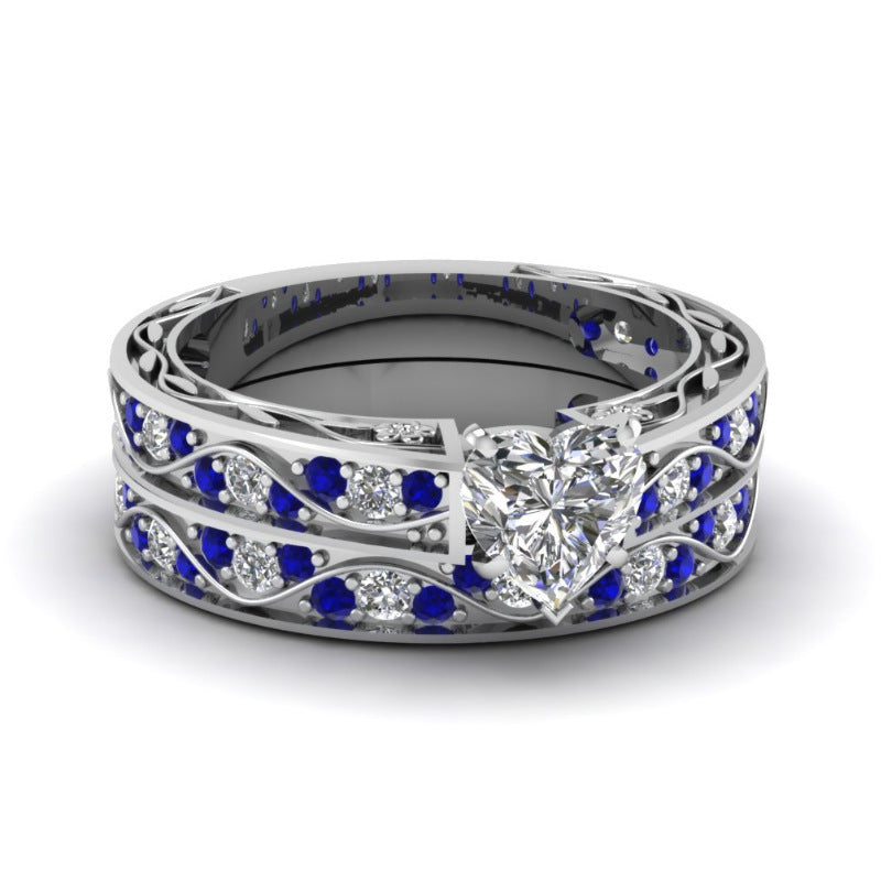 Womens Alloy Heart Ring With Diamond And Red Dot Zircon