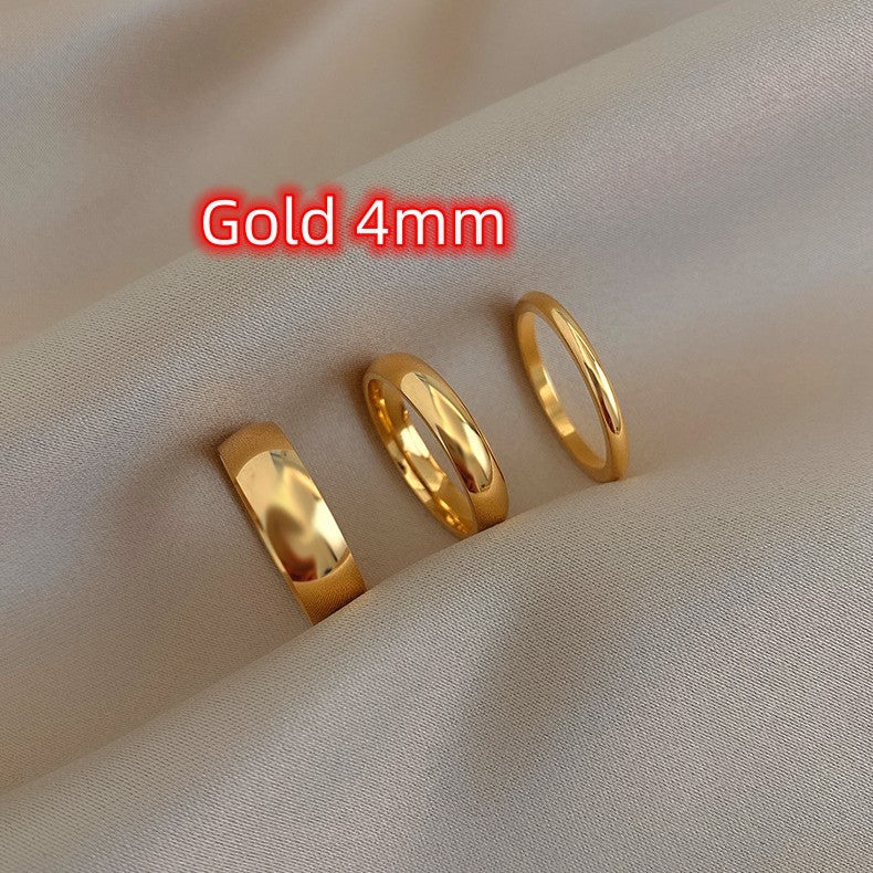 Womens Thin Stackable Ring Titanium Steel Gold Plated Band Fashion Jewelry Geometry Circles Electroplated Rings