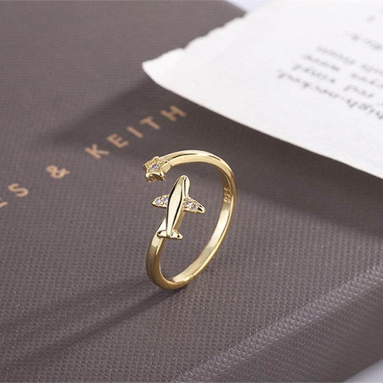 Womens Adjustable Copper Rings Five Pointed Star Geometric Korean Fashion Jewelry White Band Gift For Festival