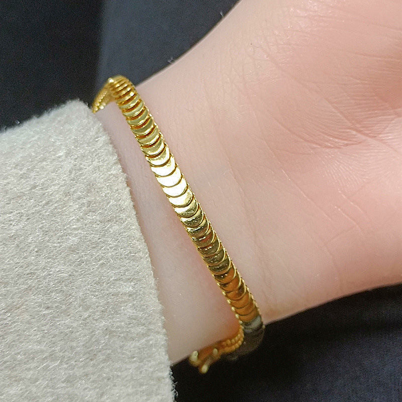 Womens Geometric Bracelet Titanium Steel Electroplated Square Fish Scale Mesh Design Jewelry Ideal Daily Accessory