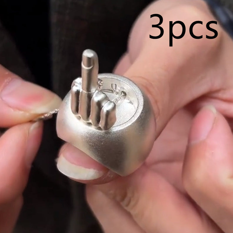 New Funny Creative Vertical Middle Finger Ring For Women Alloy Geometry Fashion Jewelry Type Ring Inlay Female