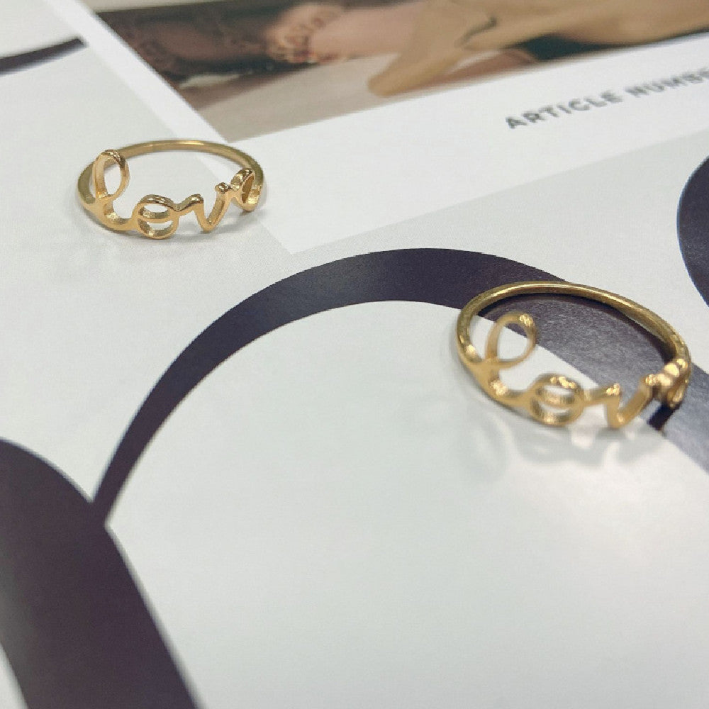 Womens Personalized Initial Letter Ring Stainless Steel Gold Tone Fashion Ring Size 6 7 8 Gifts For Women Gift