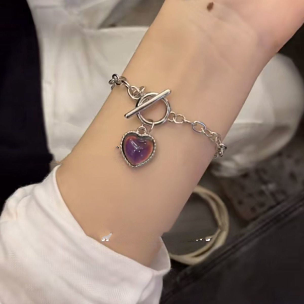Womens Heart Bracelet Set Electroplated Alloy Inlay Jewelry Gift For Her Teens Elegant Charm With Gift Box Now