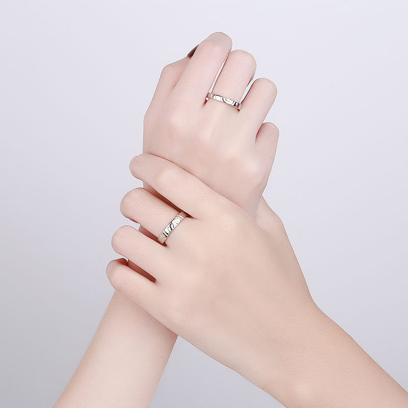 Copper Couple Rings Adjustable Matching Set For Him And Her Geometric Open Bands Fashionable Jewelry For Modern Style