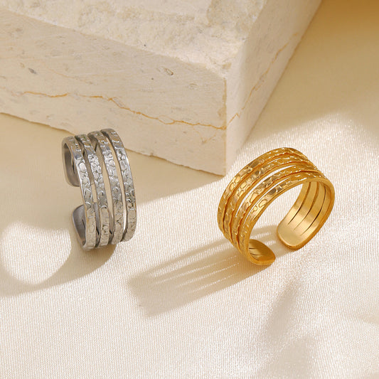 Womens Stainless Steel Ring Electroplated Gold Wire Ring