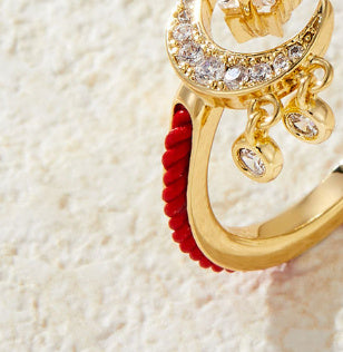 Womens Star Ring Moon Ring Opening Design Copper Ring Adjustable Starry Jewelry For Women Fashion Style Shines