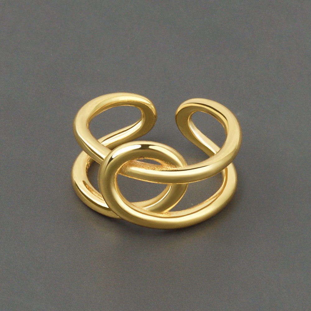 Adjustable Womens Copper Ring Vintage Knotted Cross Geometrical Statement Ring Platinum Or Gold Finish Elegant