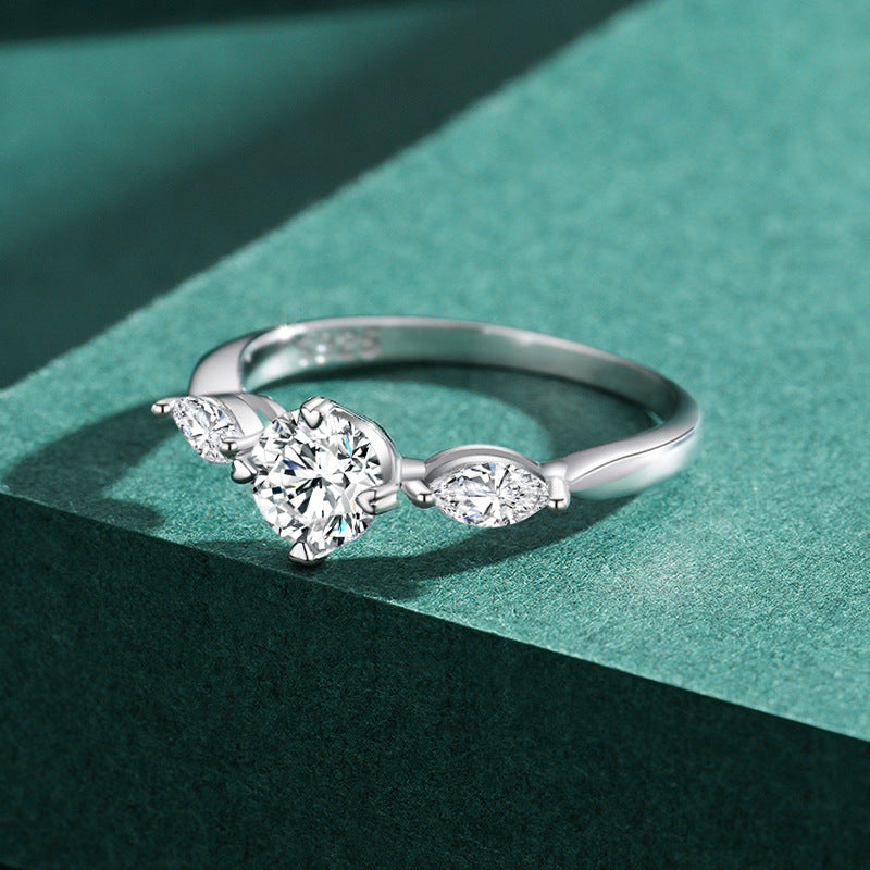 Womens Sterling Silver Ring With Gold Plated Accents Four Claw Design Gemstone Inlay Gift Gift For Special Day