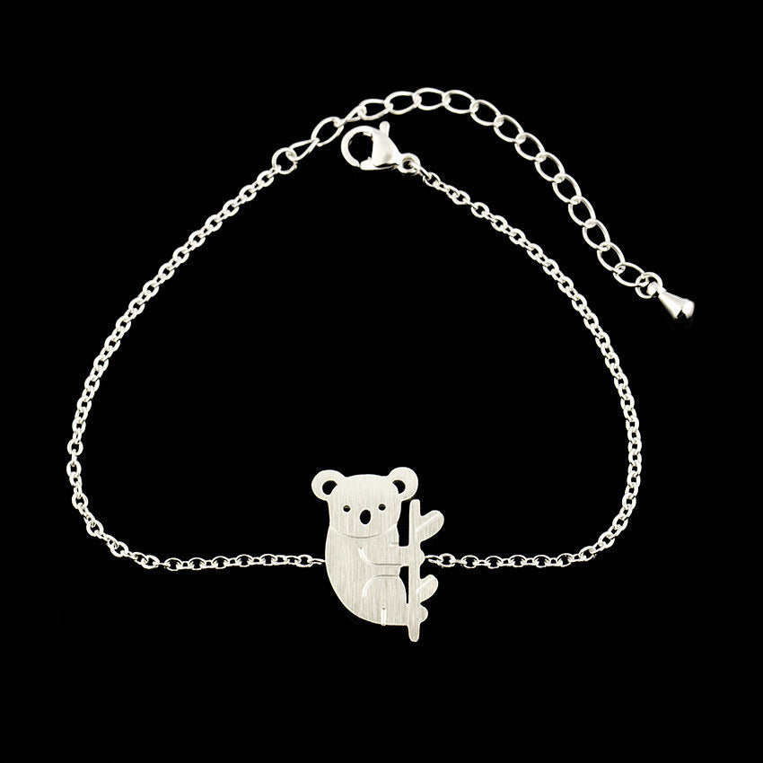 Koala Bear Pendant Bracelet For Women And Girls Titanium Steel Chain Jewelry Gift Fashionable Cute Everyday In