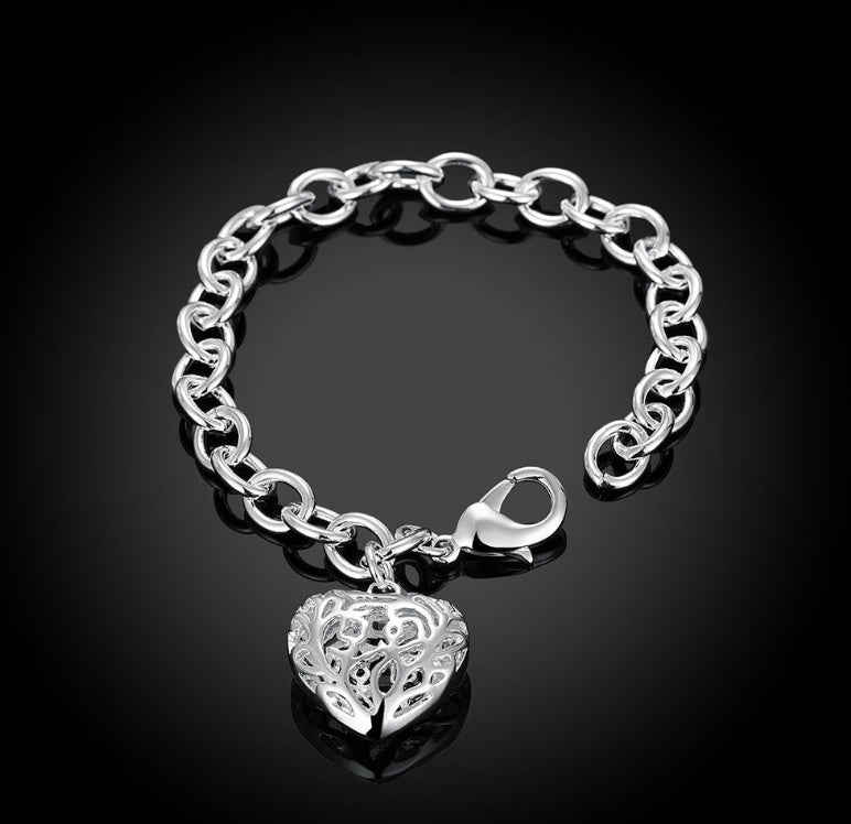 Unisex Silver Plated Copper Geometric Bracelet With Hollow Bangle Radiation Protection European Style For Everyday Wear