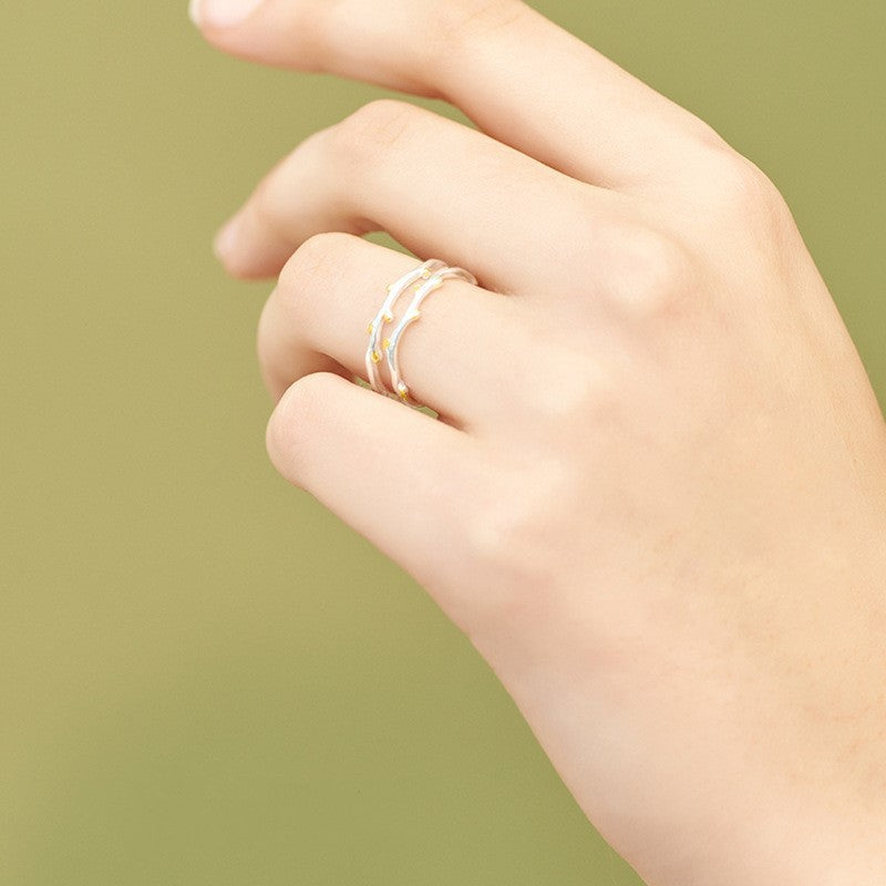 Copper Star Ring For Women Electroplated Non Inlay Index Finger Ring Sprouting Leaf Design Jewelry Everyday Use