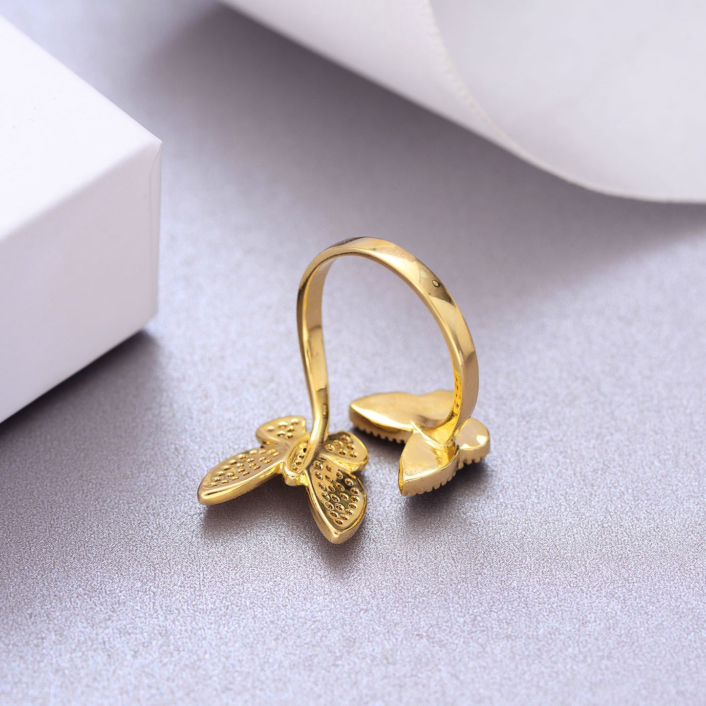 Butterfly Ring Copper With Black And Red Zircon Inlaid Korean Style Butterfly Ring Individually Packed Limited