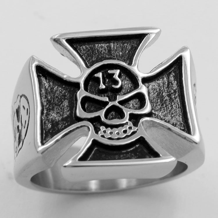 Men's Stainless Steel Skull Ring Vintage Animal Zodiac Biker Ring Steel Color Jewelry for Men Animal Statement Ring Cool Men's Ring Fashion Jewelry