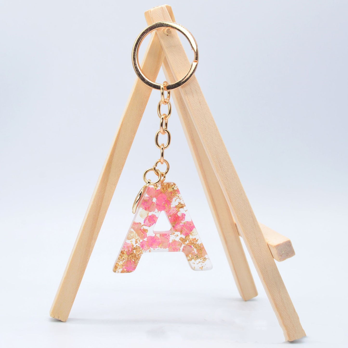 Resin Initial Keychain Letter Keyring for Keys and Bags