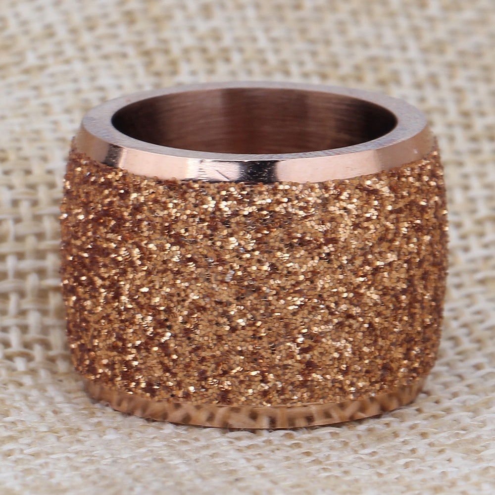 Womens Titanium Steel Frosted Ring Fashion Accessory