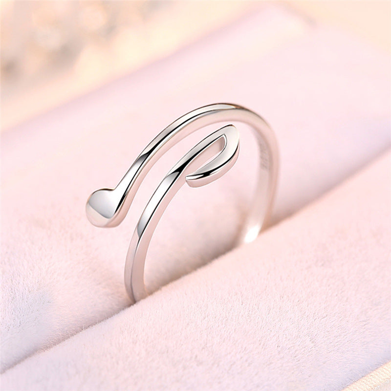 Women 925 Silver Ring Hollow Geometric Open Adjustable Band Korean Style Rose Gold White Gold Anniversary Gift