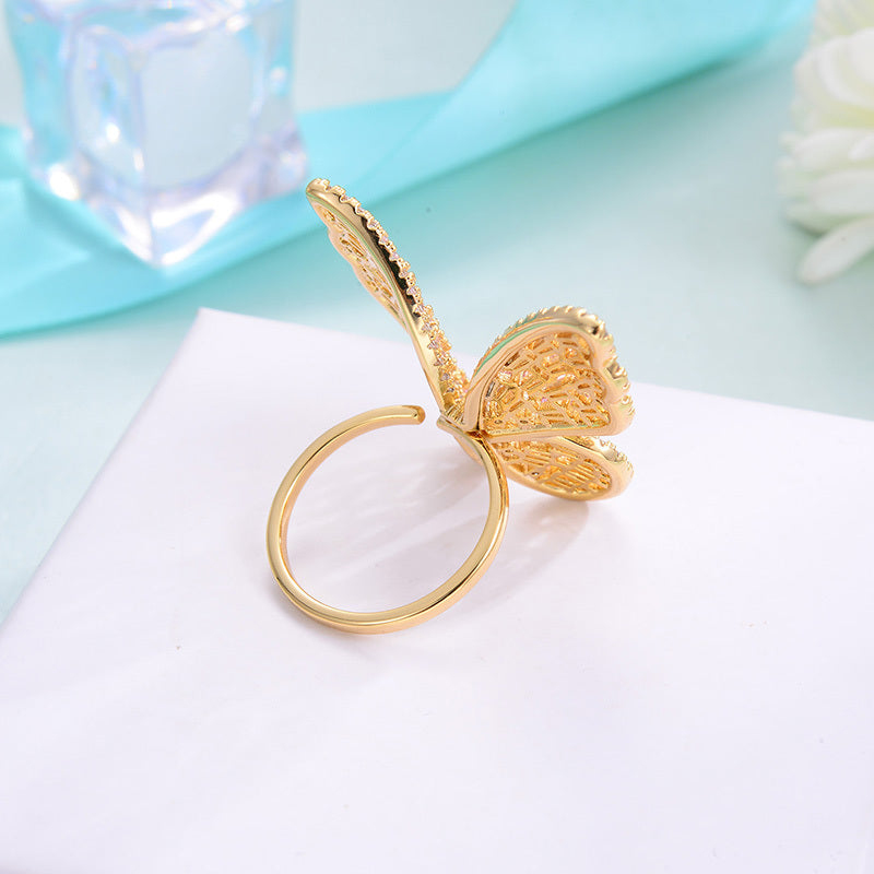 Bow Ring With Zircon Crystal For Women Alloy Jewelry Korean Style Elegant Fashion Ring Gift Ready PackagingPlus