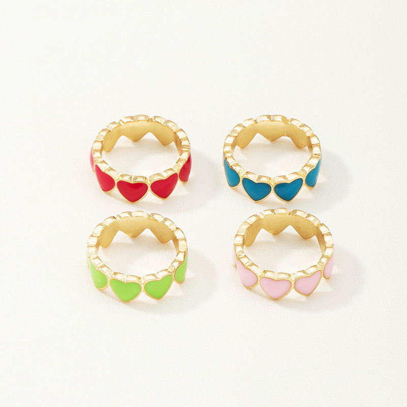 Heart Shaped Ring Alloy Electroplated Geometric Ethnic Retro Fashion Jewelry Gift For Her Design High Quality