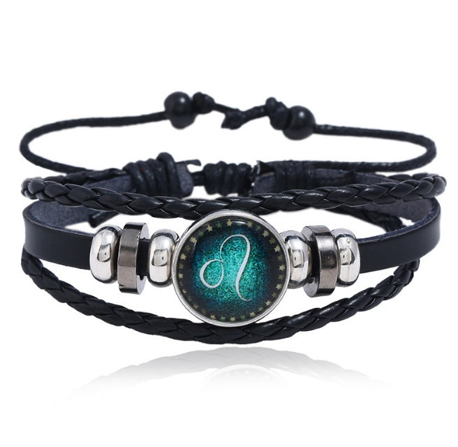 Couples Woven Leather Bracelet Vintage Constellation Design Zodiac Gift For Anniversary Travel Keepsake Gift Box Ready