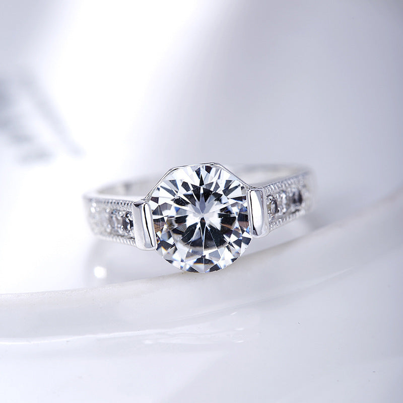 Zircon White Copper Ring With Geometric Shape Zircon White Copper Ring With Geometric Shape Zircon White Copper Ring
