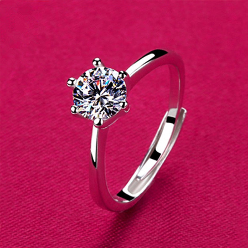 Sterling Silver Hearts Arrows Zircon Ring For Women GeometricArt Openable Adjustable Promise Rings Gifts Today