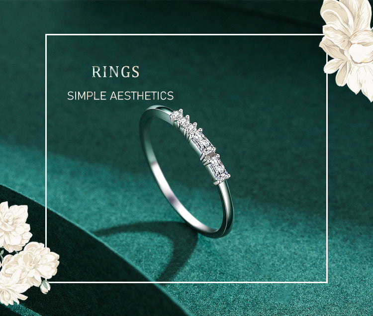 Womens S925 Sterling Silver Ring With Micro Set Diamonds Gold Plated Inlaid Gemstones For Her Anniversary Band