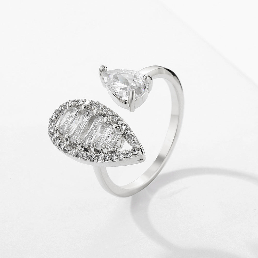 Womens Zircon Copper Geometric Ring Inlaid Fashion Jewelry Elegant Durable Statement Ring Versatile DesignsXXX