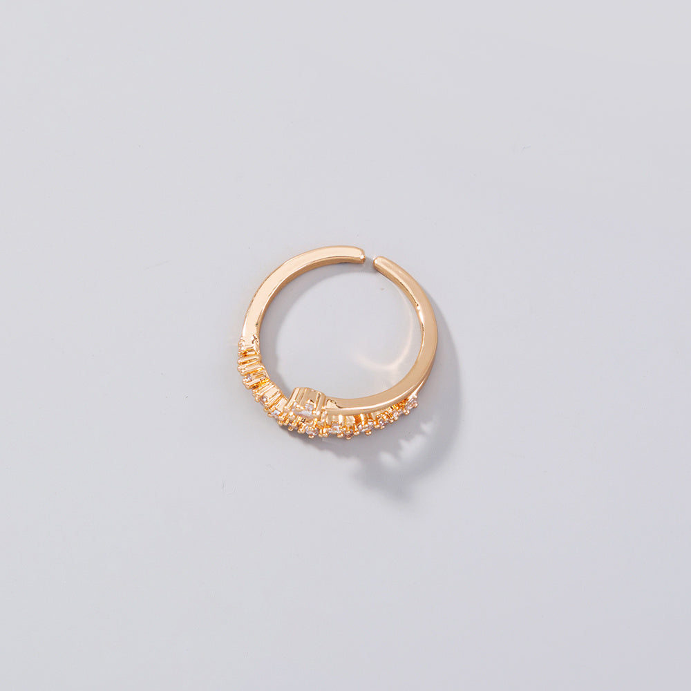 Adjustable Sparkling Zircon Ring Copper European Design Electroplated Jewelry Gift Ready For Any Occasion Stylish