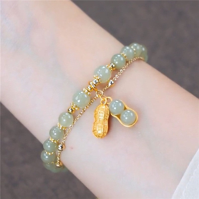 Beaded Vintage Electroplated Alloy Bracelet With Geometric Circle Triangle Wave Dot Charms Fashion Jewelry Art