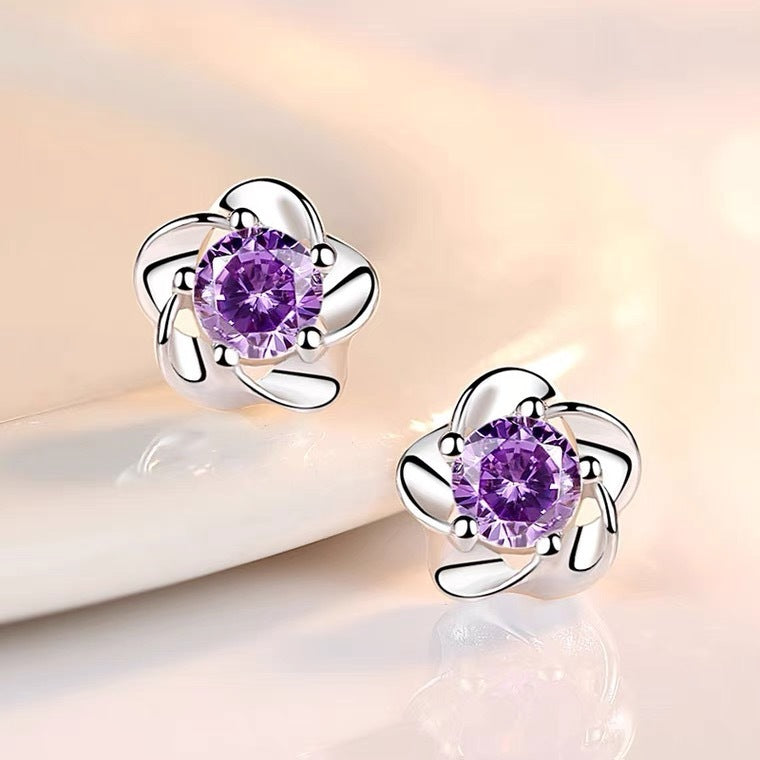925 Sterling Silver Chinese Style Flower Drop Earrings Gemstone Inlaid Electroplated Jewelry For Daily Wear Lux