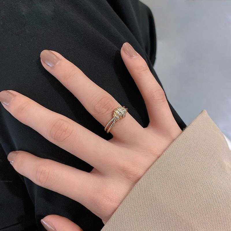 Copper Index Finger Ring With Gold Thread Adjustable Everyday Jewelry Elegant Women's Ring Trendy Copper Rings