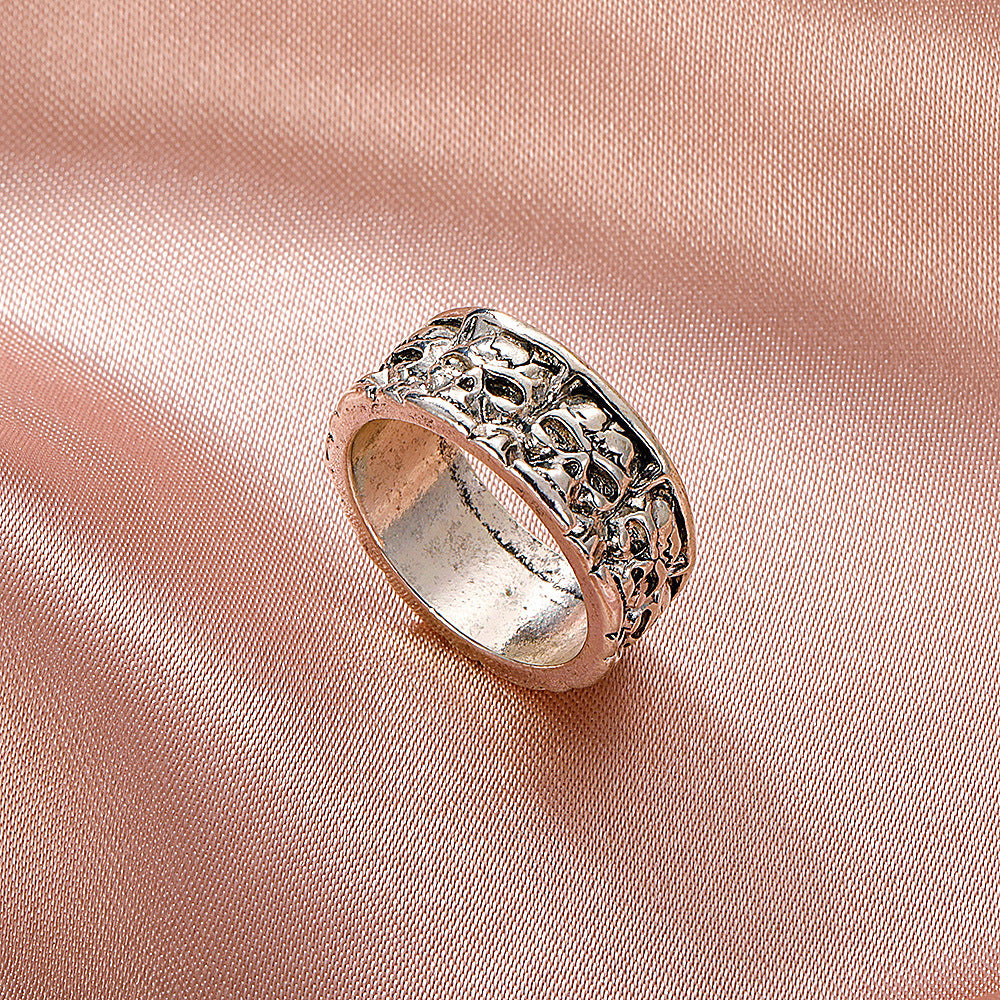 Womens Skull Ring Vintage Alloy Metal Ring Punk HipHop Geometric Design Ring Electroplated Finish Individually