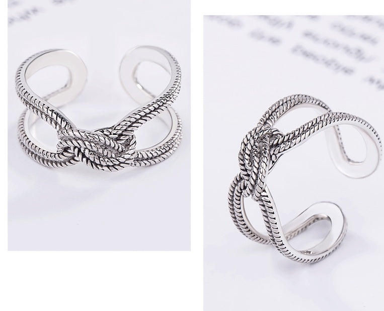 Retro Geometric Copper Ring For Women And Men Adjustable Opening Lightweight Thai Silver Process Fashion Gift Now