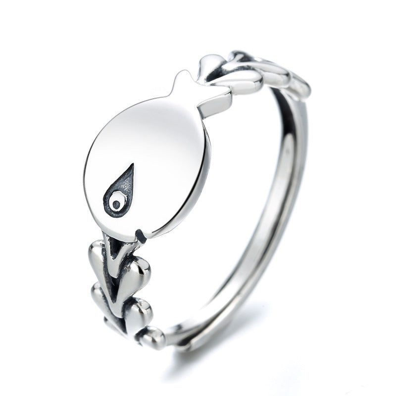 Womens Silver Fish Ring Adjustable Opening Unique Design Face Width 0 9cm Individually Packed Jewelry Gift Box