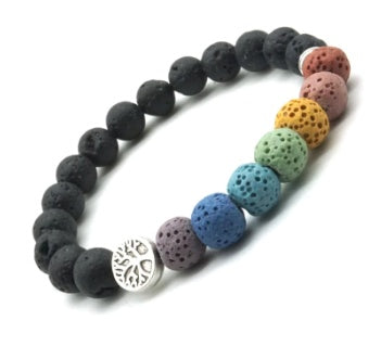 Tree Of Life Pendant Bracelet With Lava Stone Beads Alloy Jewelry Girth 19cm 8mm Beads For Women Fashion Jewelry Gift