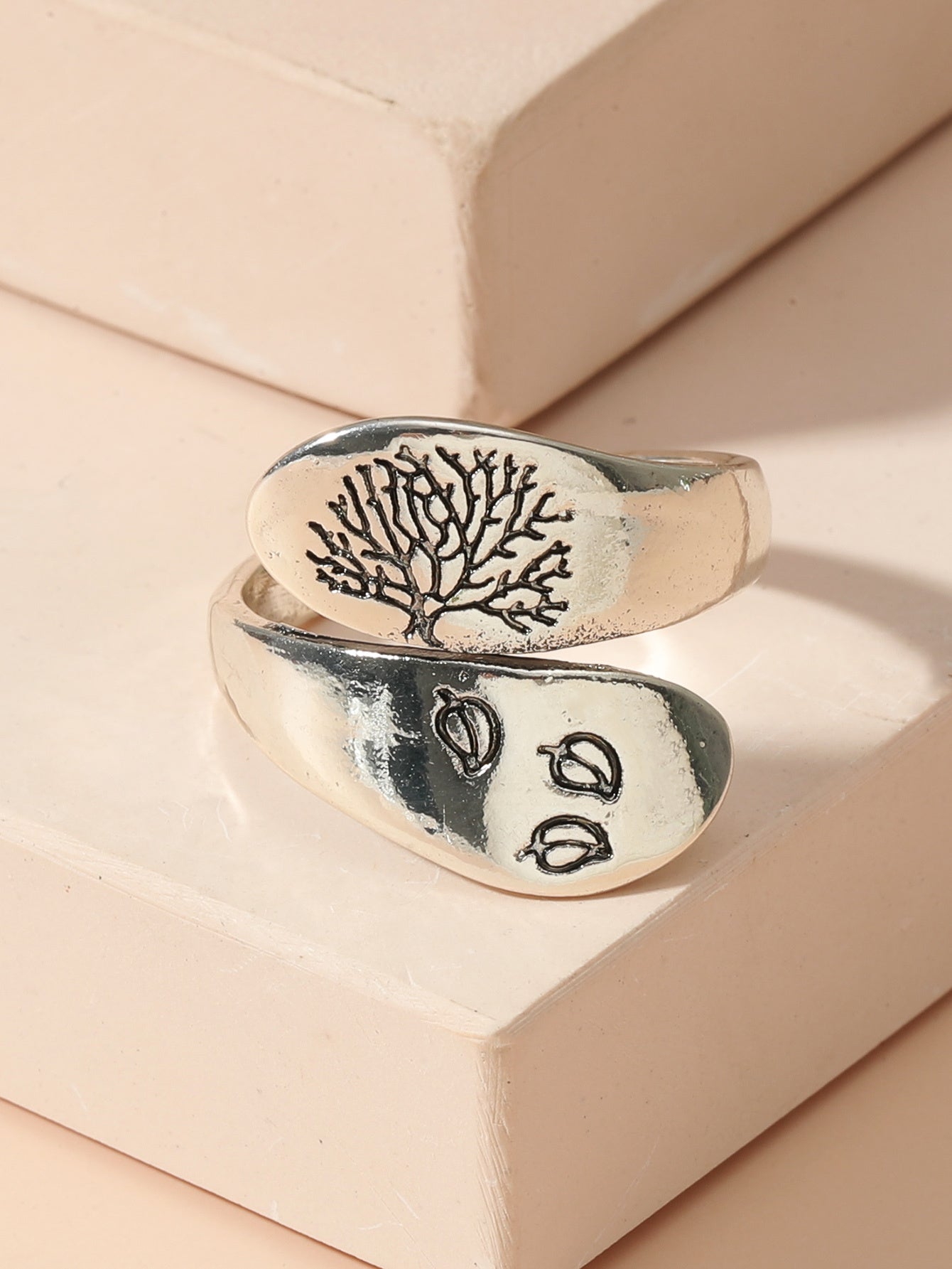 Womens Personalized Ring Ancient Silver Plated Copper Geometrical Design Fashion Rings Dual Use Statement Ring