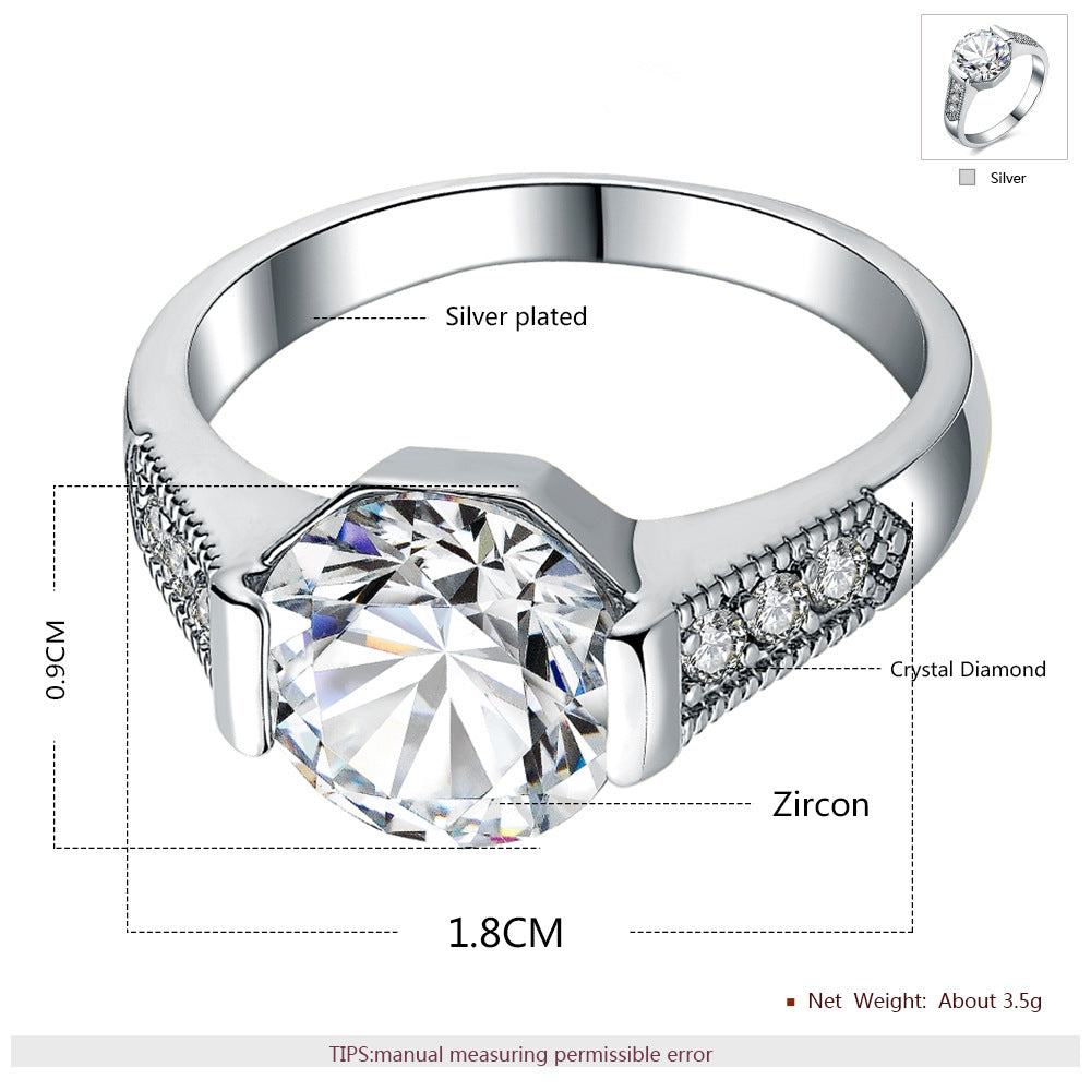 Zircon White Copper Ring With Geometric Shape Zircon White Copper Ring With Geometric Shape Zircon White Copper Ring
