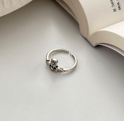 Copper Crown Ring For Women Geometric Design Electroplated Niche Ring Travel Gift For Her Hand Polished Jewelry