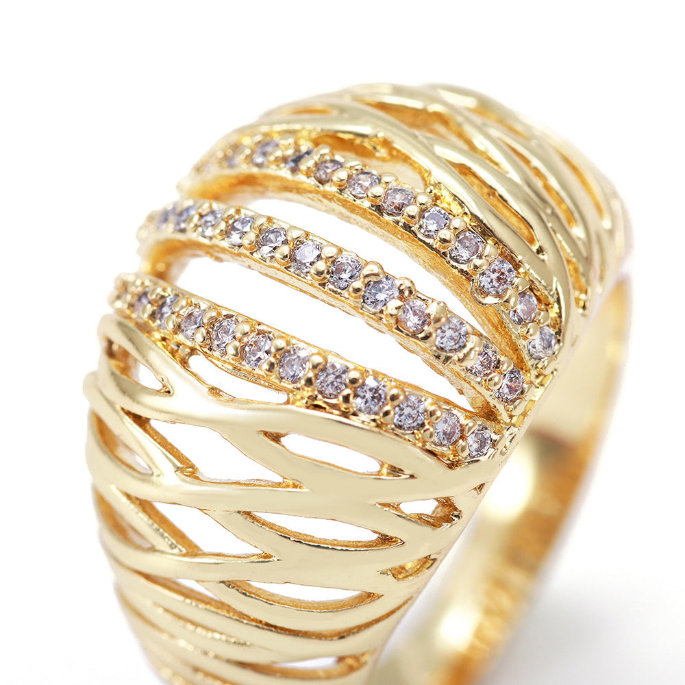 Zirconia Ring Birds Nest Shaped Geometric Copper Electroplated Fashion Jewelry For Daily Wear Special Occasions