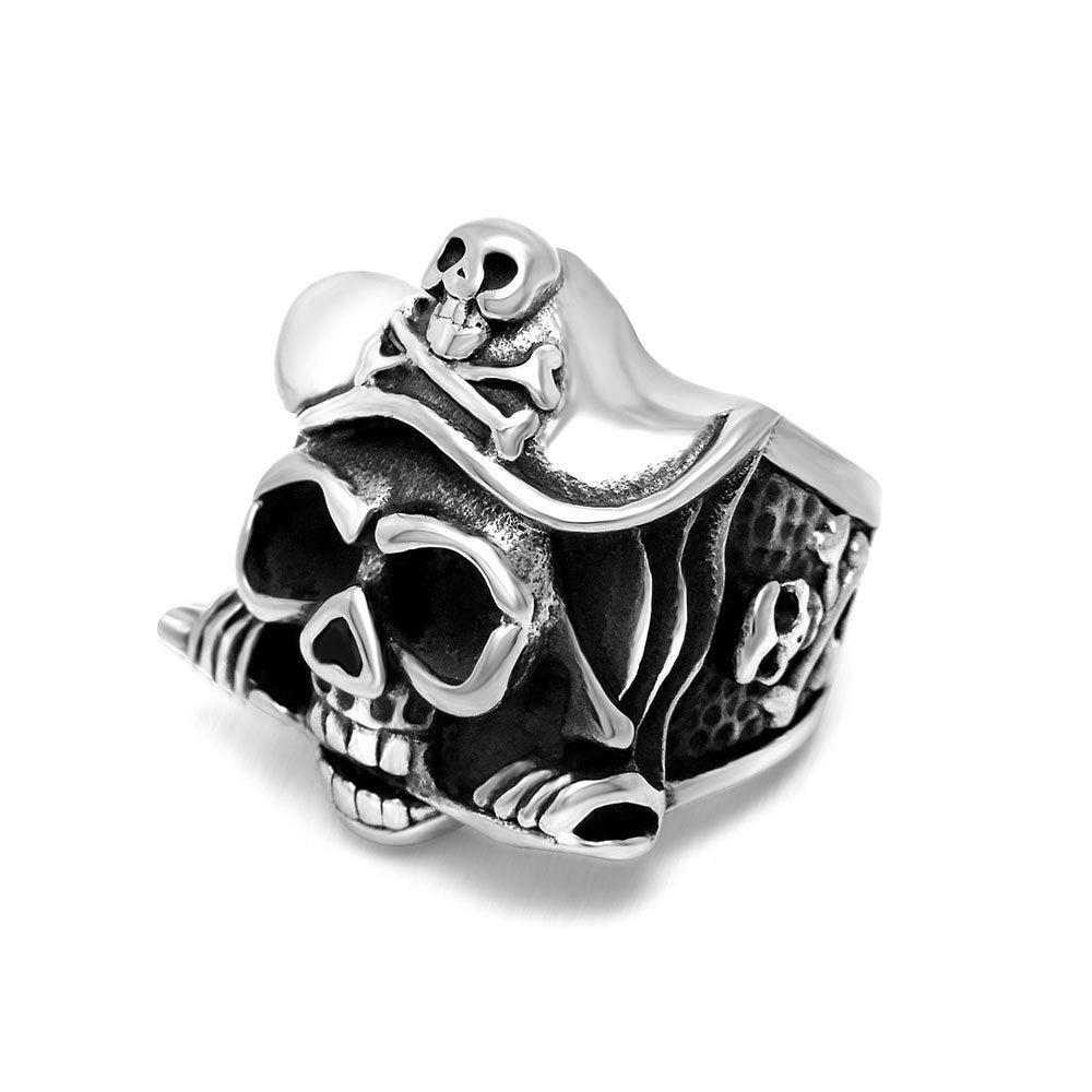 Titanium Skull Ring Mens Retro Dagger Style Polished Jewelry Fashion Bold Skulls Design And Retro Dagger Style
